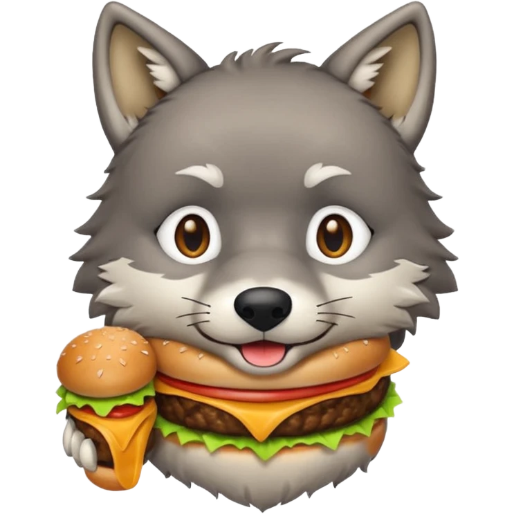 создай emoji волка пожирающего гамбургер emoji