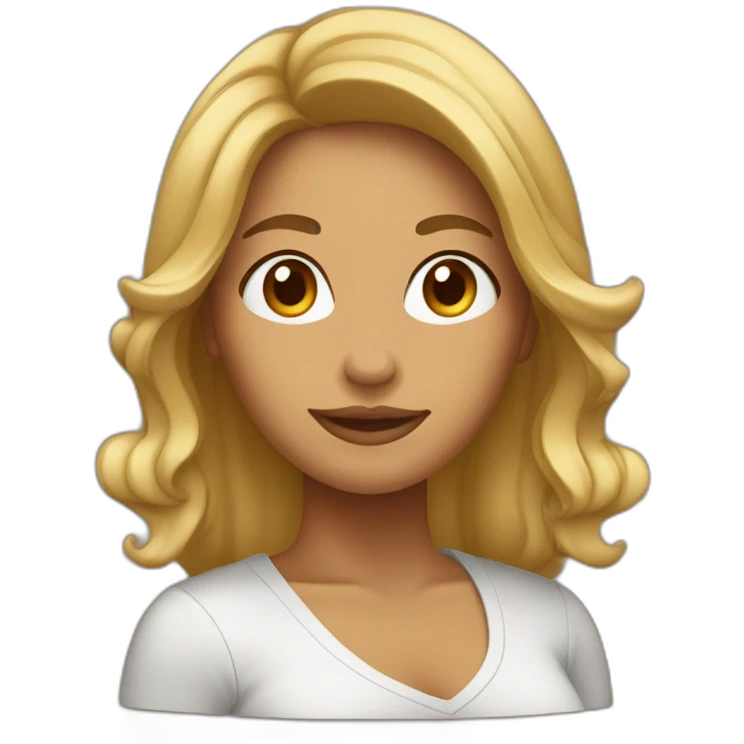 mujer con cabello castaño suelto emoji