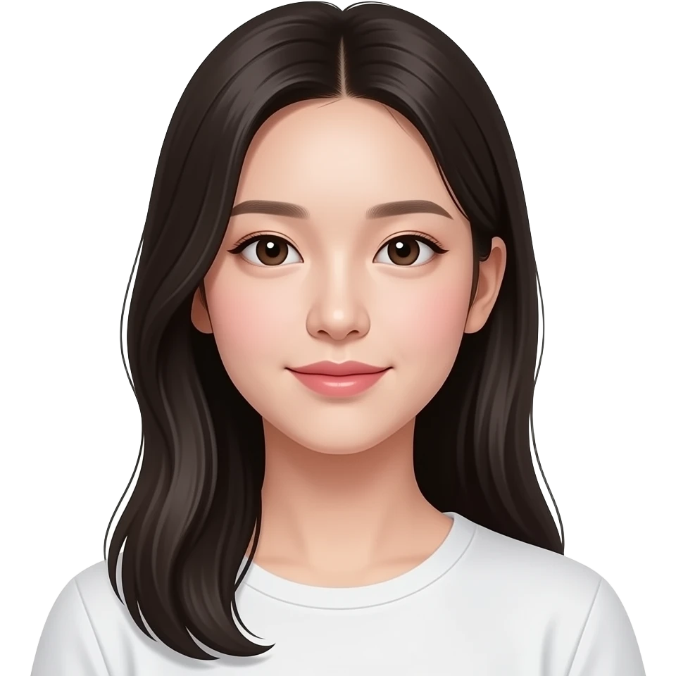앞머리가 없는 피부가 하얀 10대 한국여자 emoji