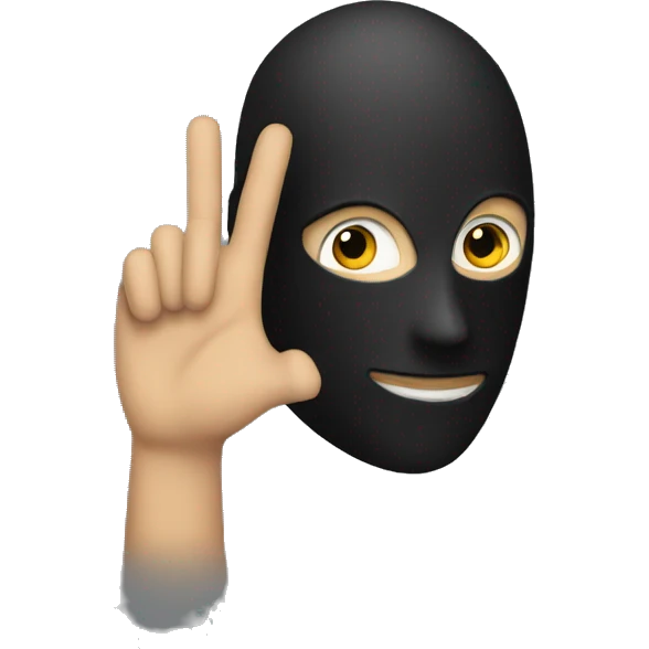 Make a emoji of a guy with a black mask Raising his hand emoji