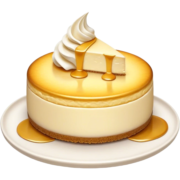 Cinematic Realistic Sernik Dessert Emoji, showcasing a rich, creamy cheesecake with a golden crust rendered with delicate textures and inviting, soft lighting. emoji