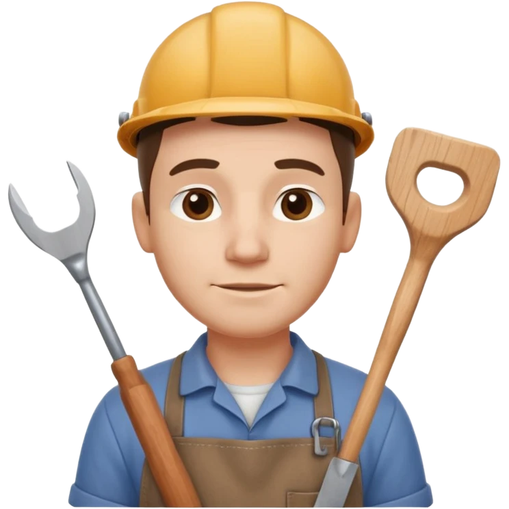carpenter portrait, head and shoulders only, wearing work apron, wooden tools visible, focused friendly expression, workshop vibe, 3D cartoon, mobile game icon style, clean background, no text, no watermark
 emoji