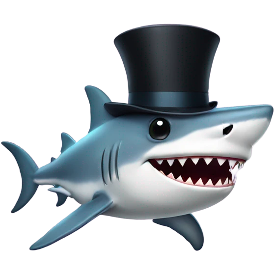Sad Shark with a top hat emoji