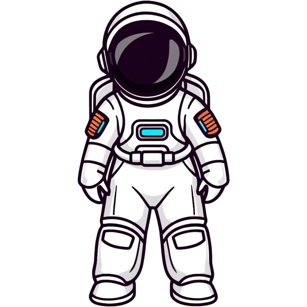 Futuristic female astronaut in a high-tech spacesuit, sleek helmet with reflective visor, detailed sci-fi armor, standing pose, science fiction aesthetic emoji