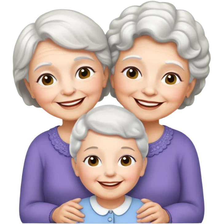 White Grandma with 2 black identical little girls  emoji