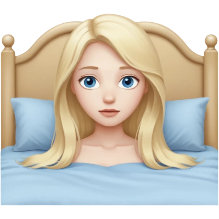 busty pawg long blonde hair pale blue eyes intimate bed pose sfw emoji