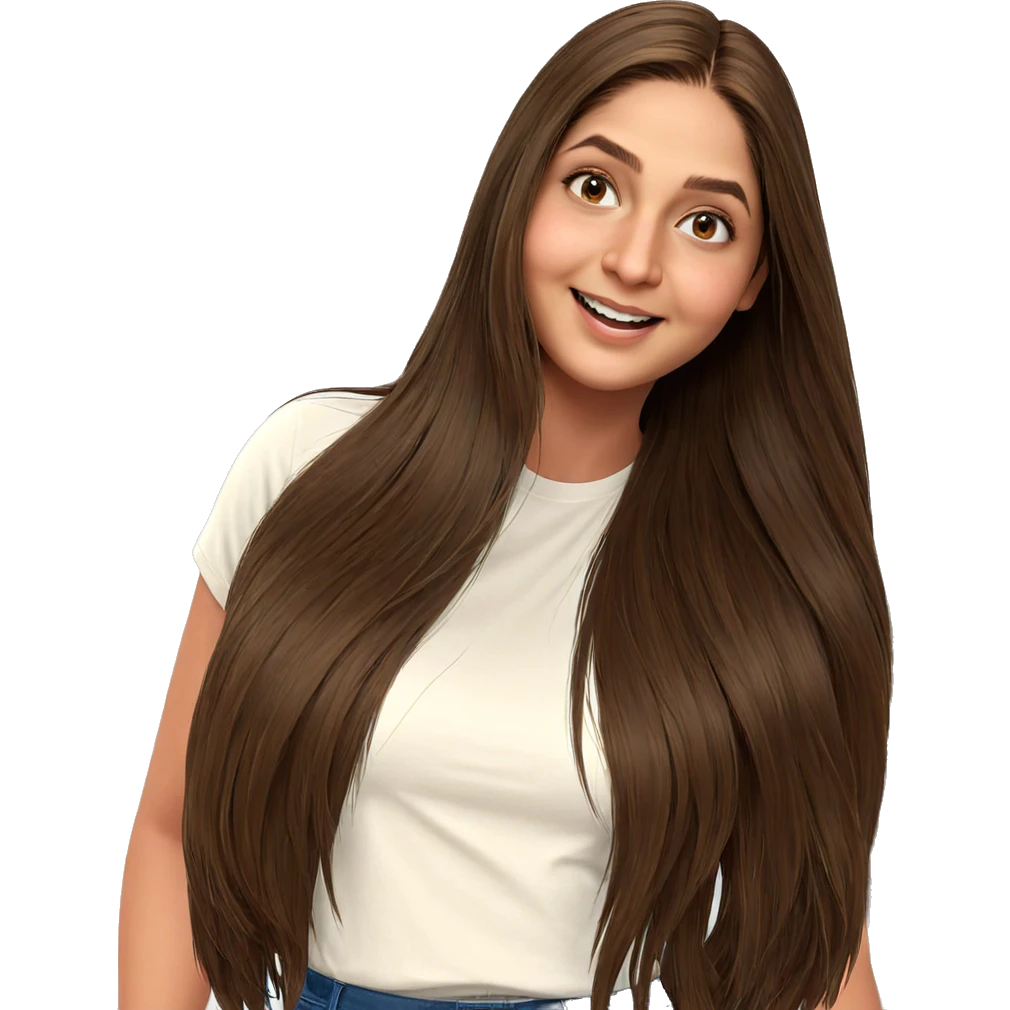 smiling girl with brown hair emoji