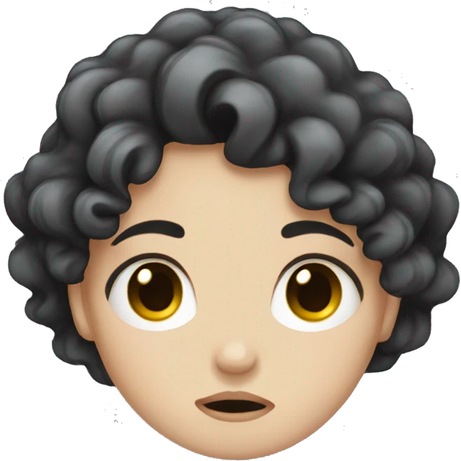 white girl with curly black hair crying emoji