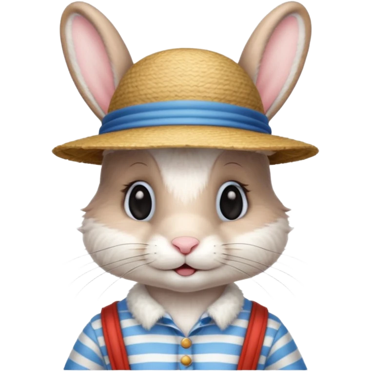 bunny wearing gondolier striped shirt and hat emoji