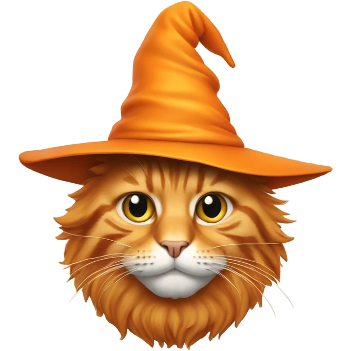 Big orange cat with a wizard hat emoji