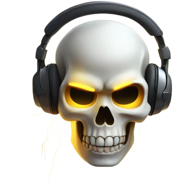 skull with headphones lightning eyes emoji