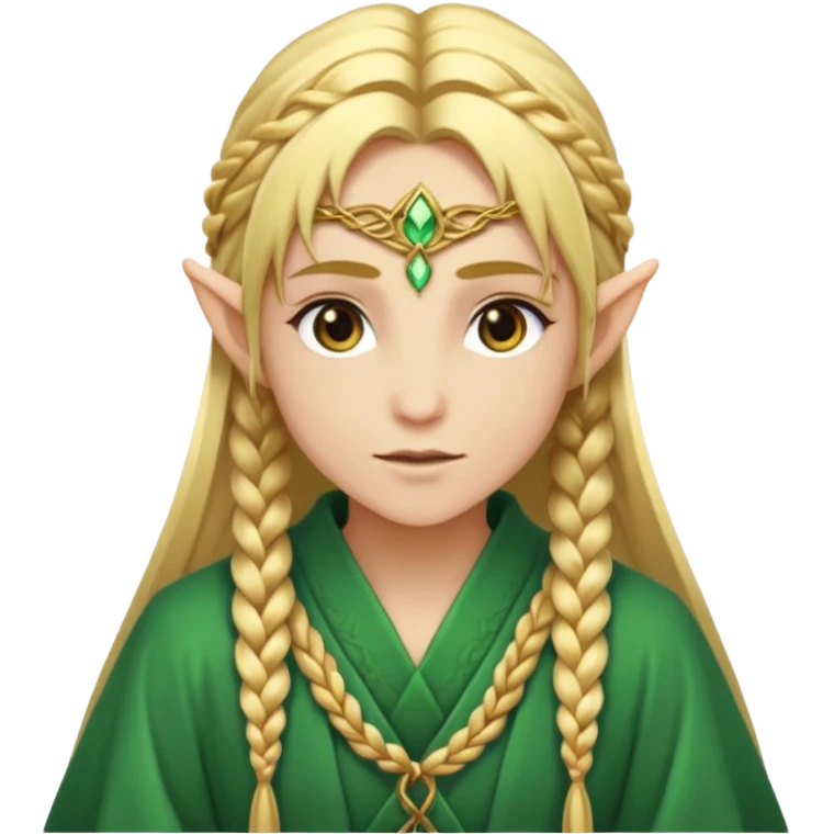 mystic elf, long golden braid, glowing runes on robe emoji