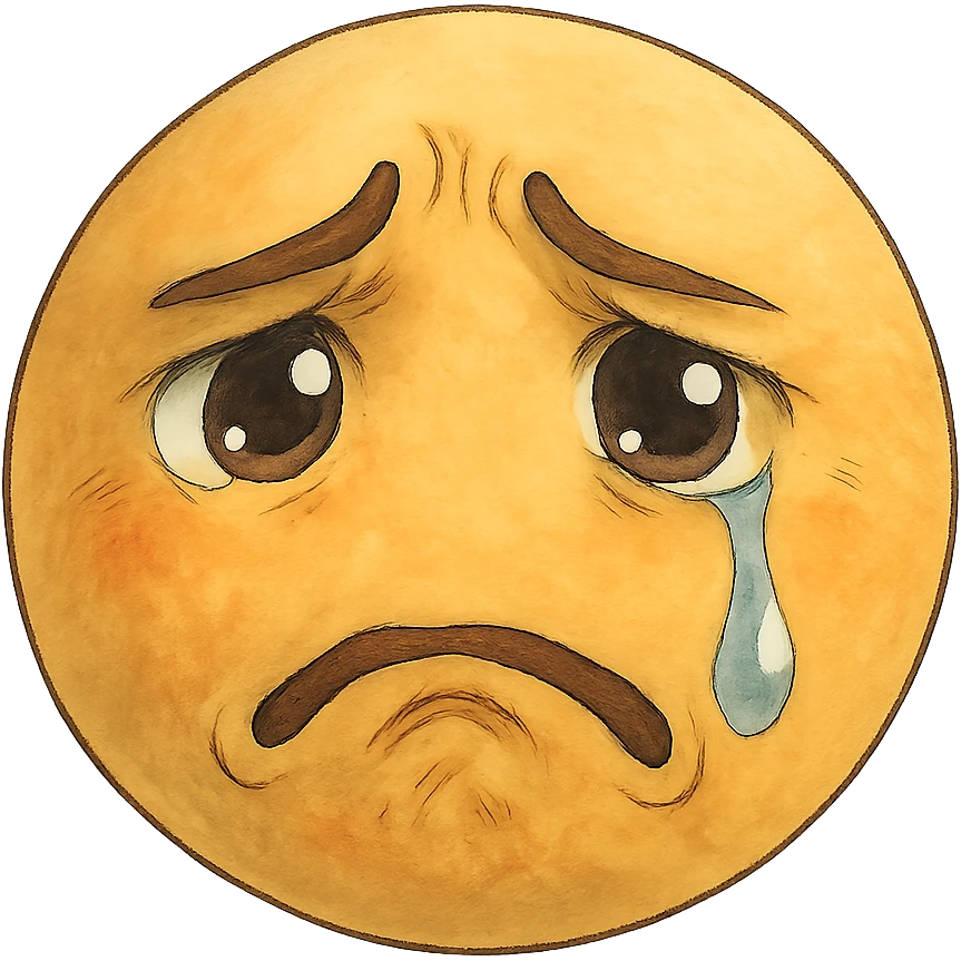 sad crying emoji, expressive face, single tear emoji