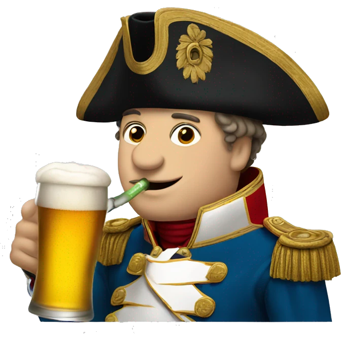 Napoleon drinking a beer emoji