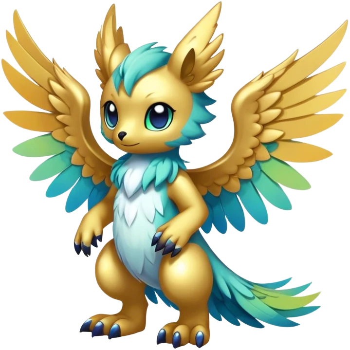 Anthro Sona Cool Edgy Cute Colorful Shy Winged Shiny Fakemon-Fantasy-Creature Full Body emoji