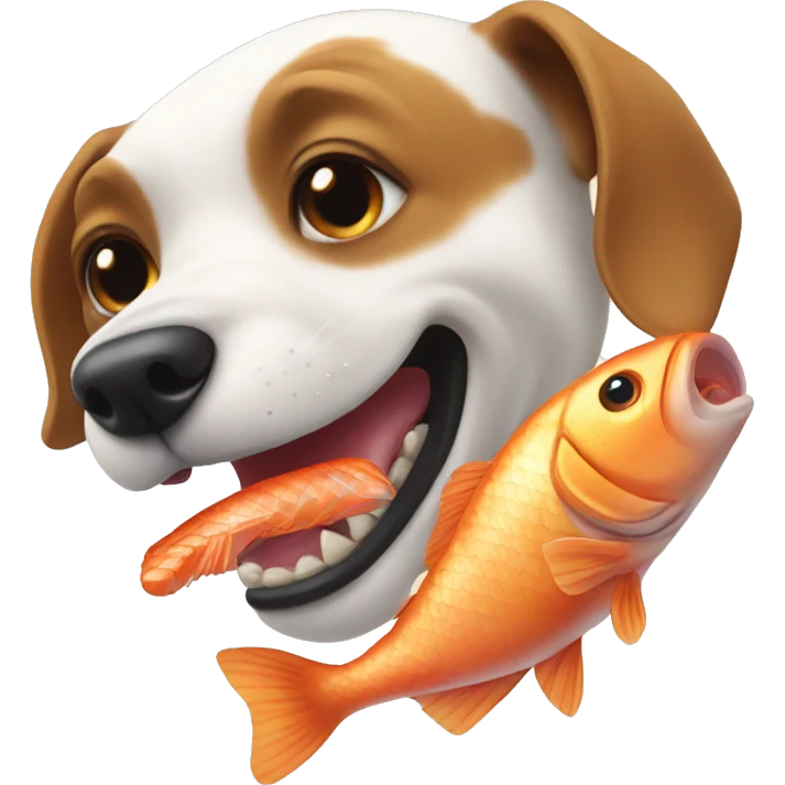 Dog eats fish emoji