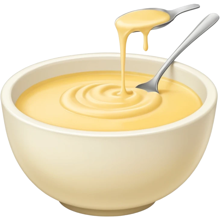 white bowl of pale yellow sauce, minimal, simple, clear emoji