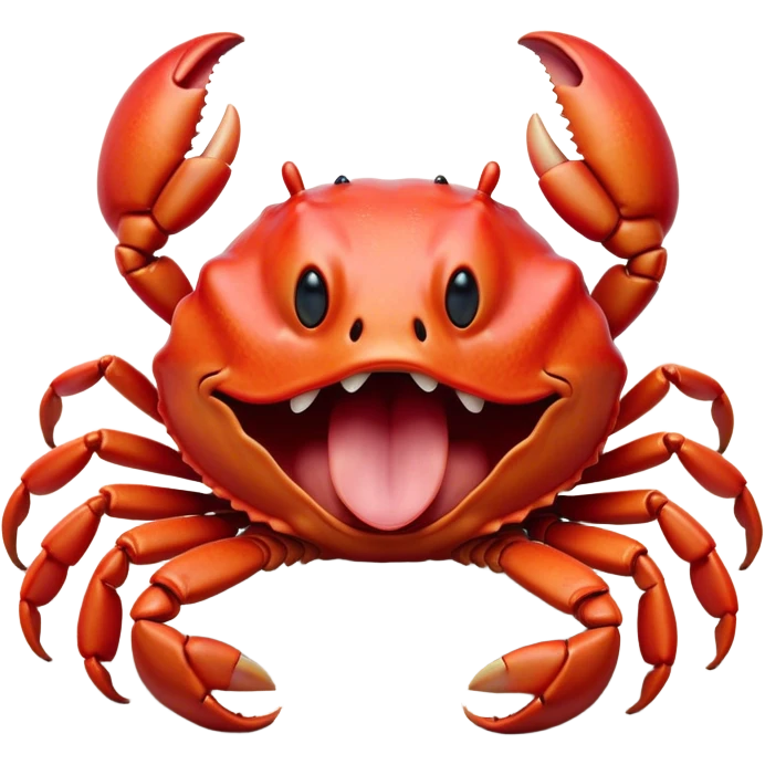 Cinematic Realistic Cute Yawning Crab Portrait Emoji, Head tilted slightly with a dramatic, wide-open yawn, showcasing a soft, textured red shell with a charming, naturally formed face and drooping features, rendered with realistic detail and warm, sandy light, high shine, relaxed yet expressive, styled with a dash of coastal charm, soft glowing outline, capturing the essence of a sleepy yet affectionate crab that appears ready to stretch out on the shore for a peaceful nap! emoji