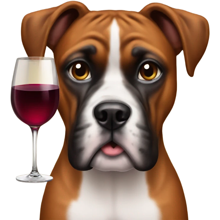 boxer dog with wine  emoji