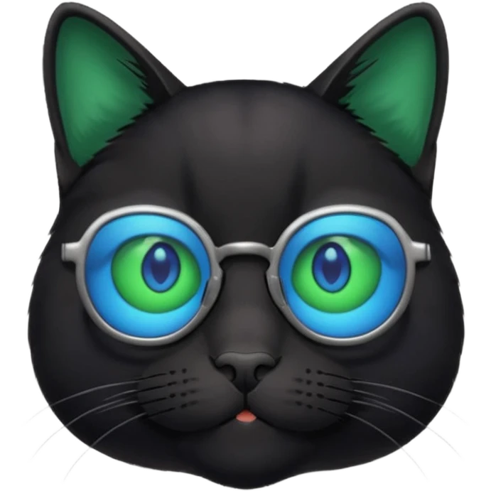 smart black cat in blue glasses emoji