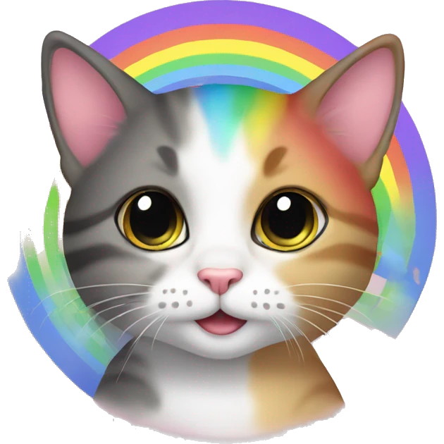 Kitty aet a rainbow emoji