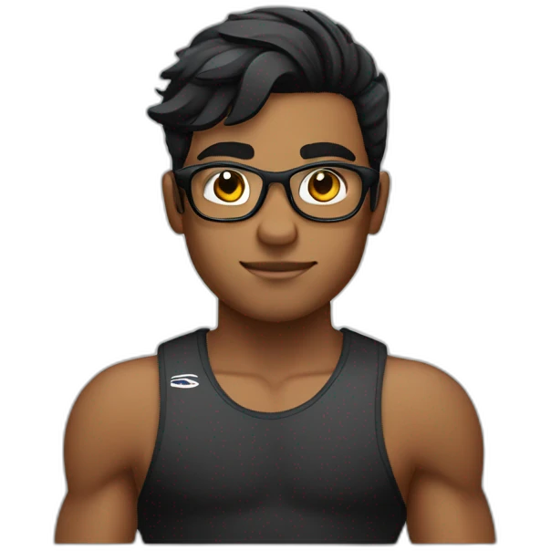 Boy Sri lankan MMA fighter with glases black and lisse hair emoji