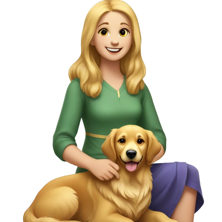 golden retriever with girl emoji