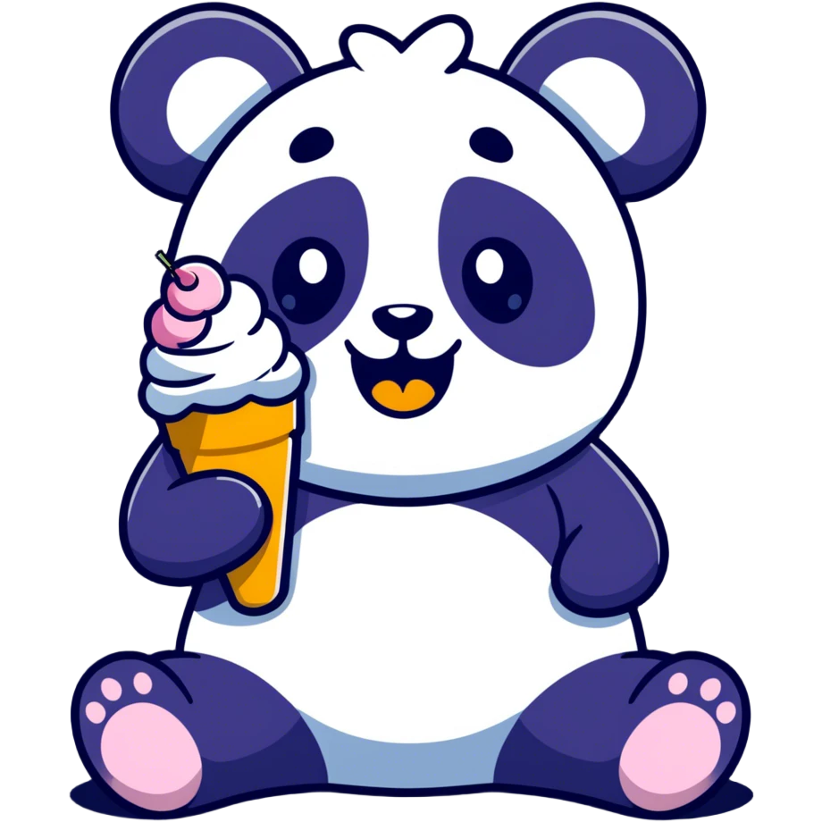 Panda eating ice cream emoji