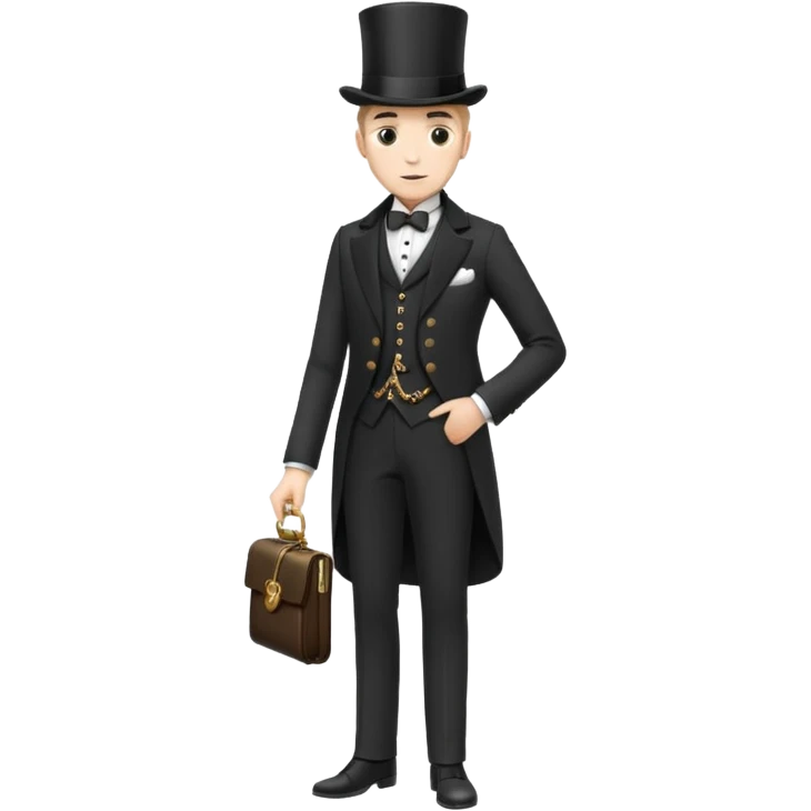 elegant Victorian gentleman in a top hat, full body, standing, front view emoji