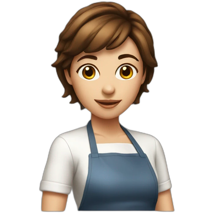 sexy girl with short brown hair cooking emoji