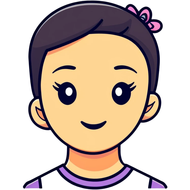 girl character with oval flat top head emoji
