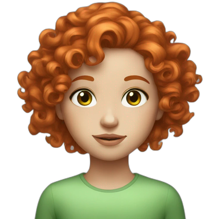 Red hair girl curly long lashes green eyes fair skin freckles emoji
