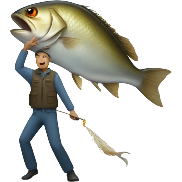 Fish catching a person emoji