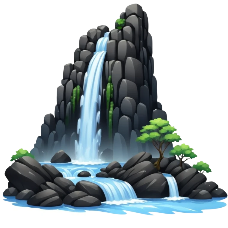 black rocks water fall  emoji