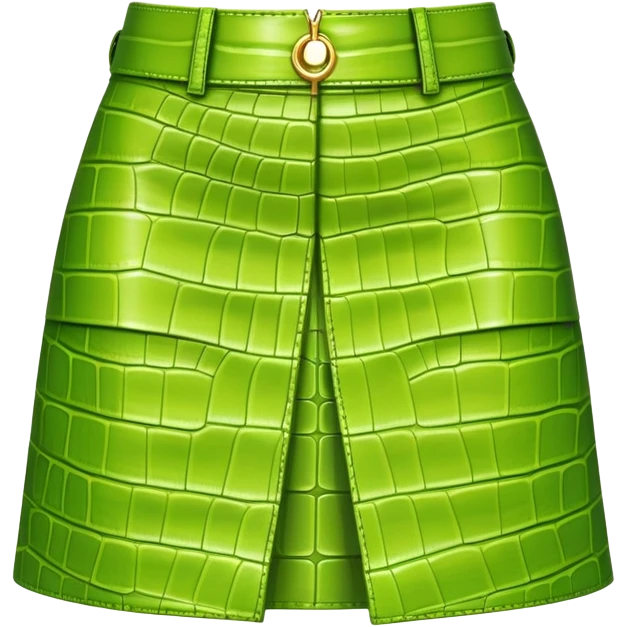 super realistic lime green crocodile leather mini skirt isolated emoji