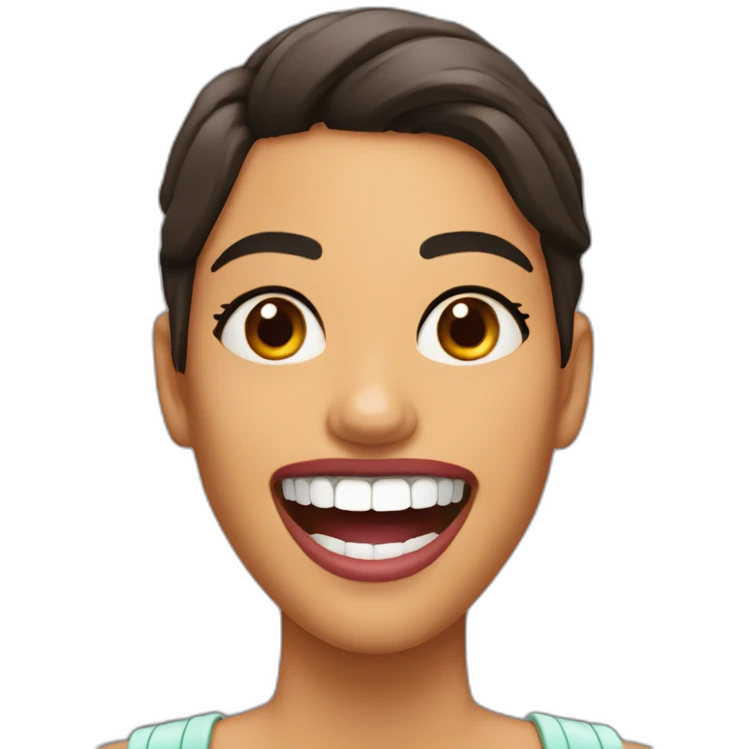Chica morena con dientes grandes emoji