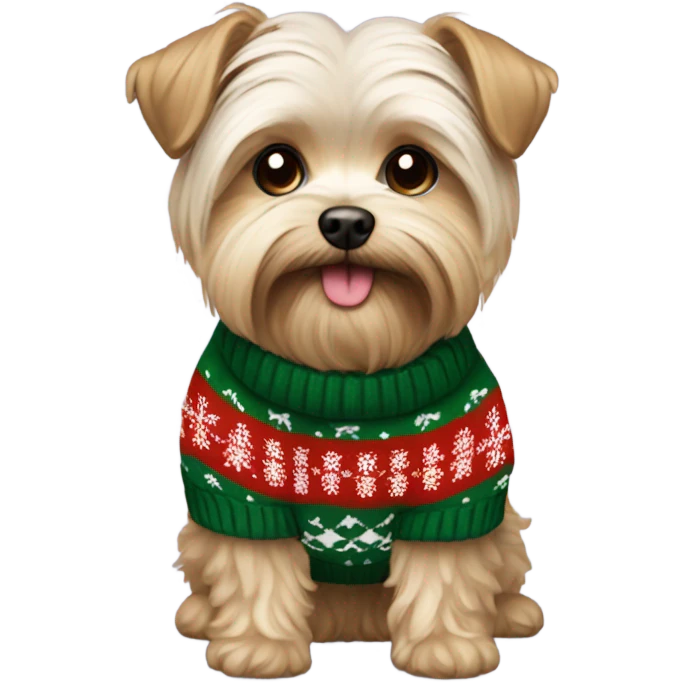 Morkie wearing a Christmas sweater emoji