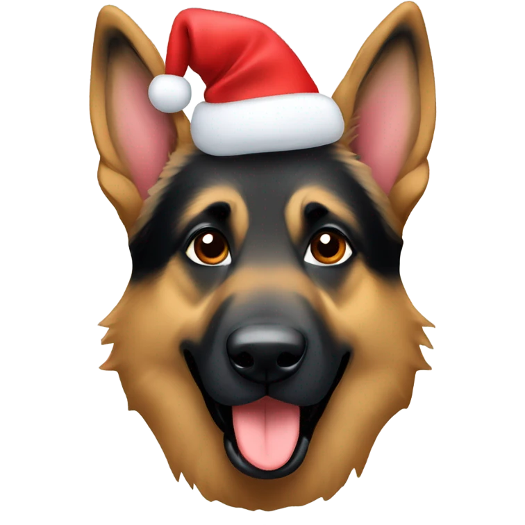 german shepherd with christmas hat emoji