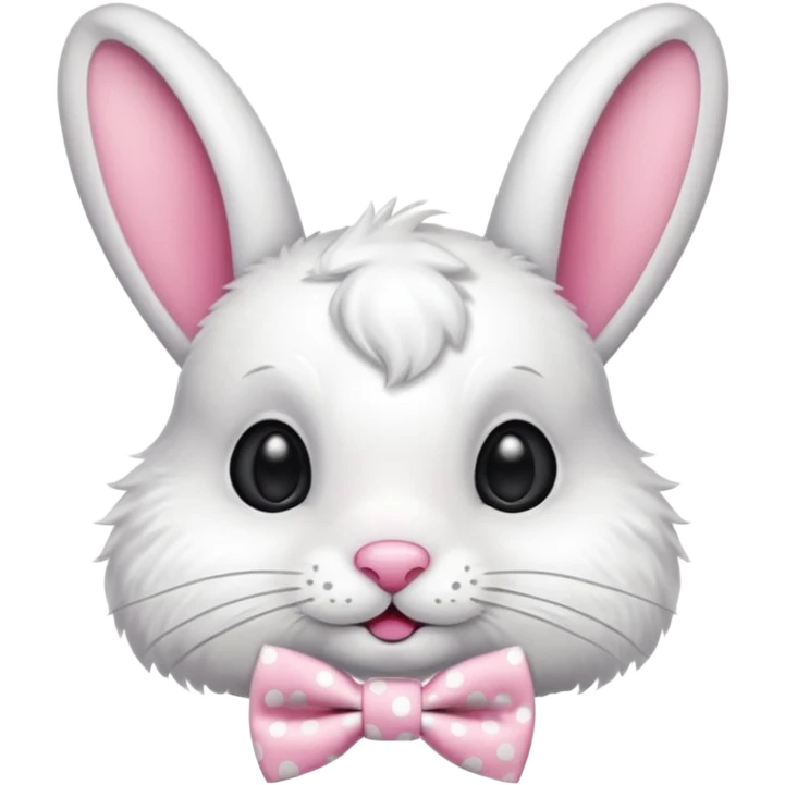 Fluffy rabbit with polka-dot bow tie emoji