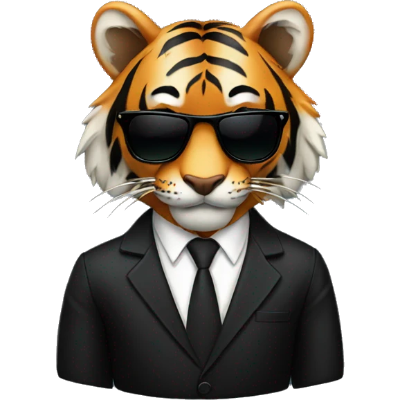tiger with sunglasses black suit emoji