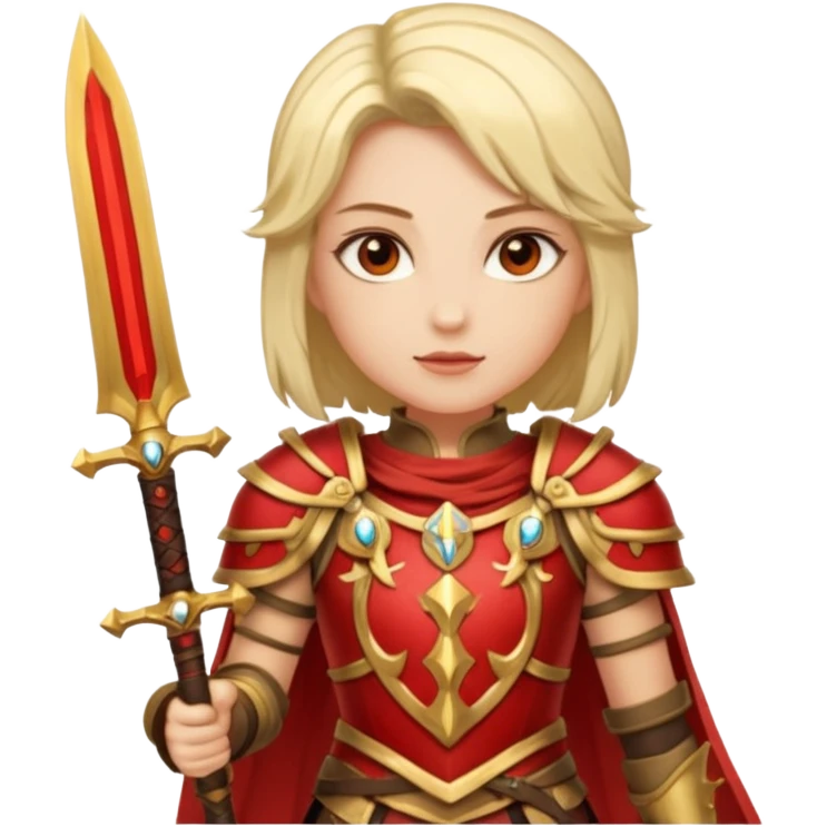 Ember Baroness + gold-red cuirass + twin blades. negative : characters emoji