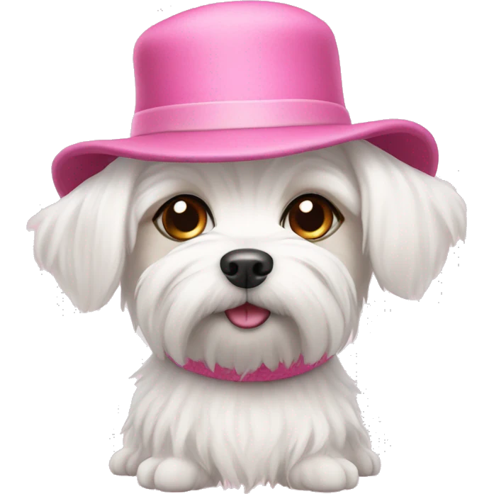 Maltese dog wearing a pink hat  emoji
