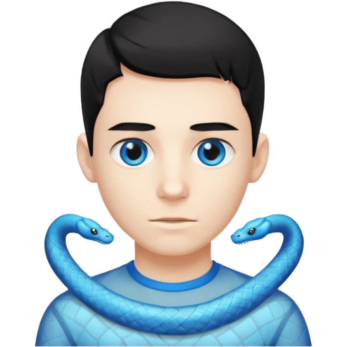 White Black haired boy with blue eyes and see through pit vipers emoji