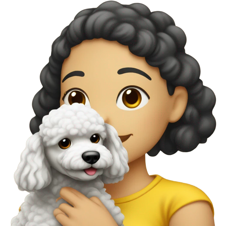 Poodle toy con una mujer tomándolo en brazos  emoji