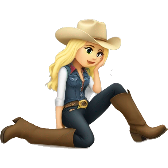 Blonde cowgirl kissing the floor emoji