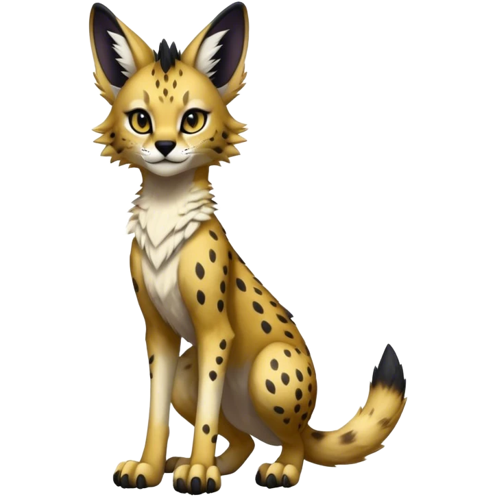 Epic Cute Dark Sergal-Serval-Vernid full body emoji