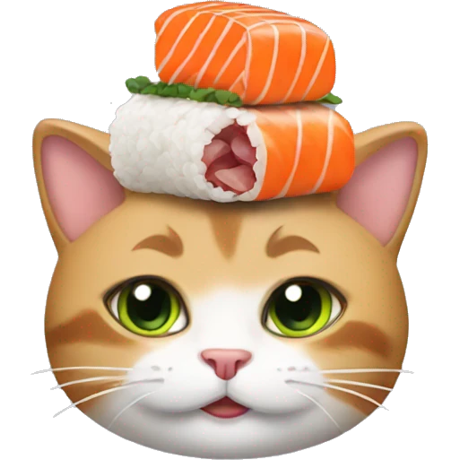 cat wearing sushi as a hat emoji