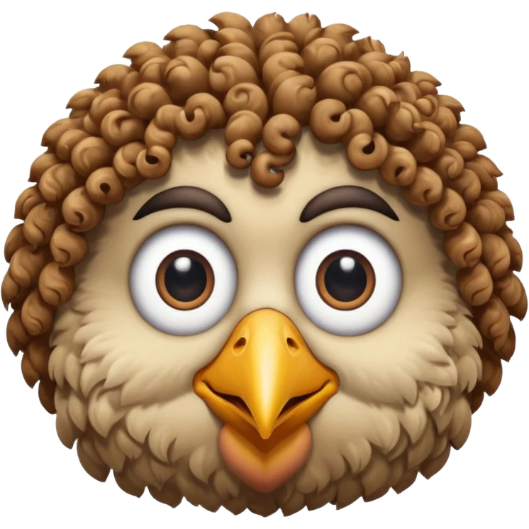 bird with curly hair two eye emoji