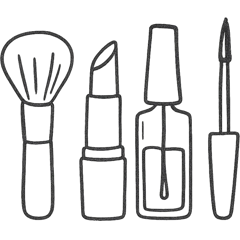 Makeup tools and products standing emoji