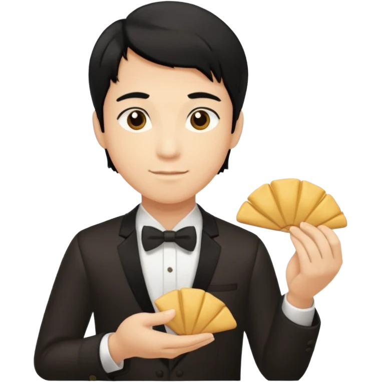 ligth black hair waiter with fortune cookies emoji